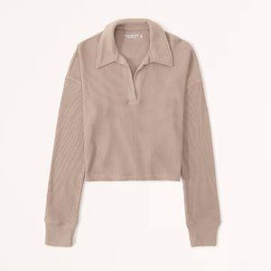Abercrombie & Fitch Women's Essential Long-Sleeve Waffle Polo